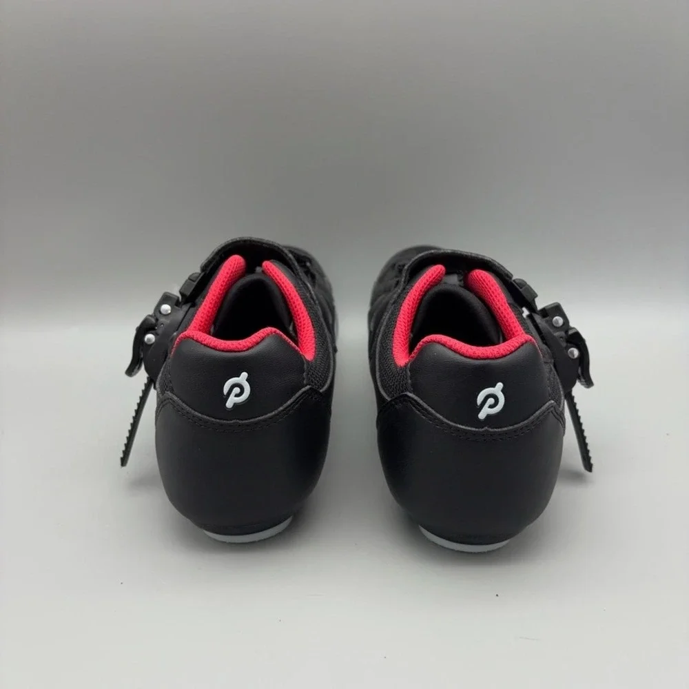 Peloton Cycling Shoes Womens 40 Black Red Hook and Loop Indoor Spin Athletic